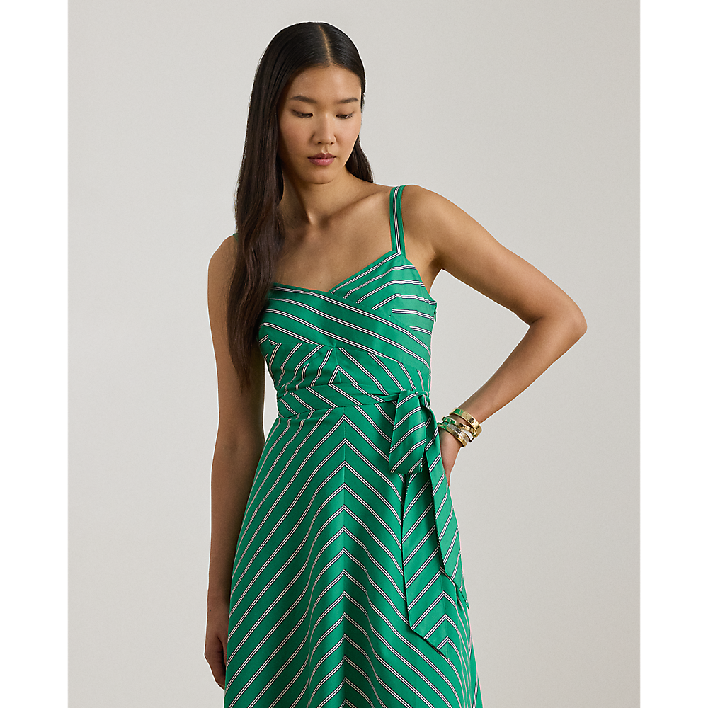LRL Striped Belted Cotton Sleeveless Dress/Haljina 200P03708001