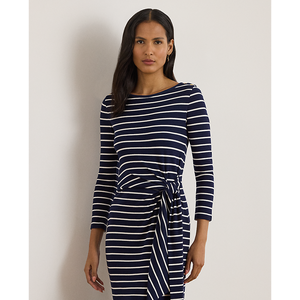 LRL Striped Tie-Front Cotton-Blend Dress/Haljina 200P03766001