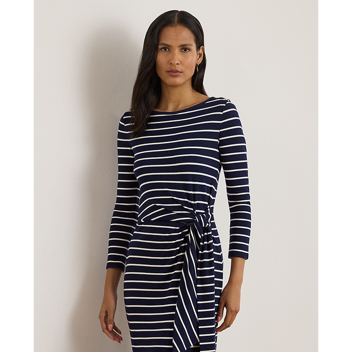 LRL Striped Tie-Front Cotton-Blend Dress/Haljina 200P03766001