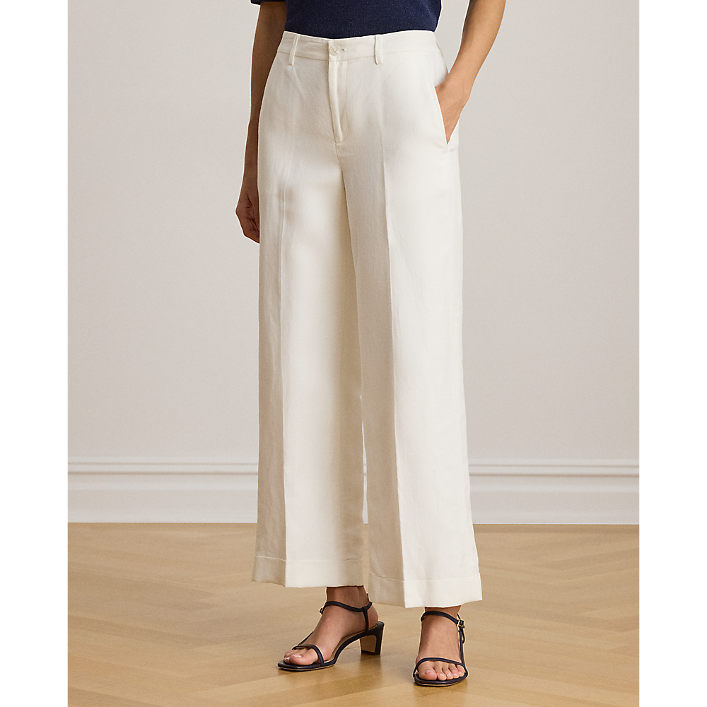 LRL Linen-Blend Twill Wide-Leg Cropped Trous/Hlače 200P08107001