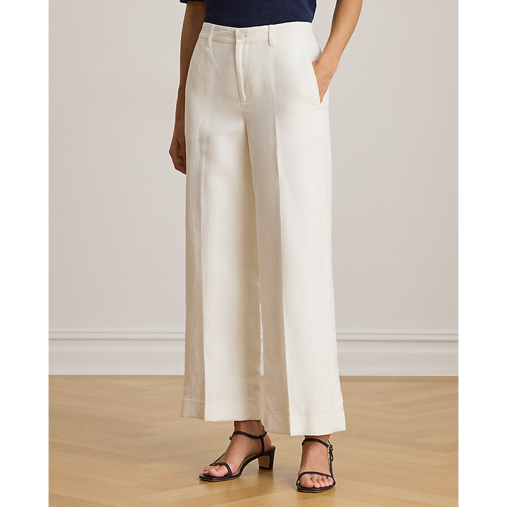 LRL Linen-Blend Twill Wide-Leg Cropped Trous/Hlače 200P08107001