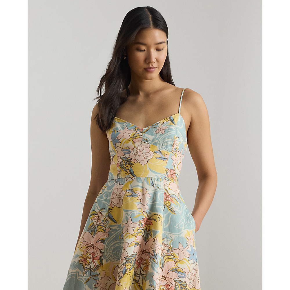 LRL Floral Linen Sleeveless Midi Dress /Haljina 200P08951001