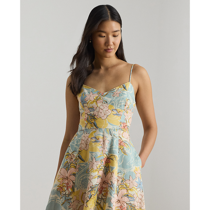 LRL Floral Linen Sleeveless Midi Dress /Haljina 200P08951001