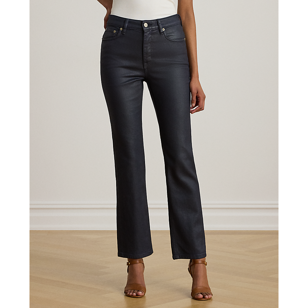 LRL Coated High-Rise Straight Ankle Jean/Traperice 200P14454001