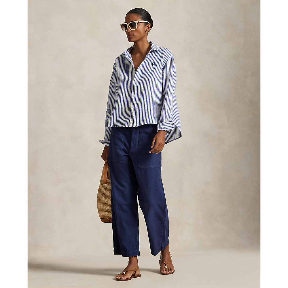 PRL Wide Cropped Gingham Linen Shirt/Košulja 211935130006