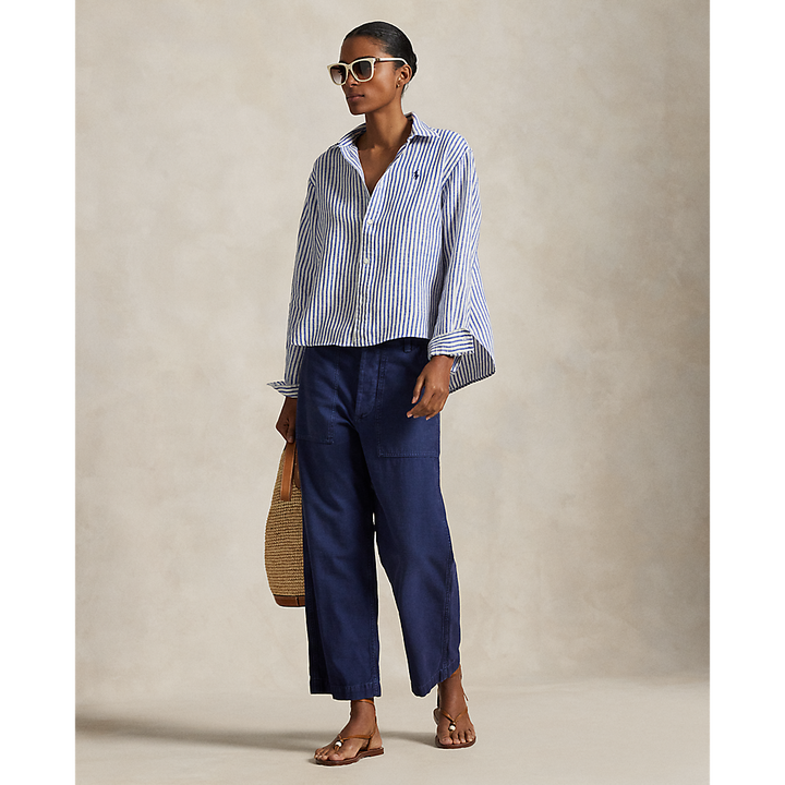 PRL Wide Cropped Gingham Linen Shirt/Košulja 211935130006