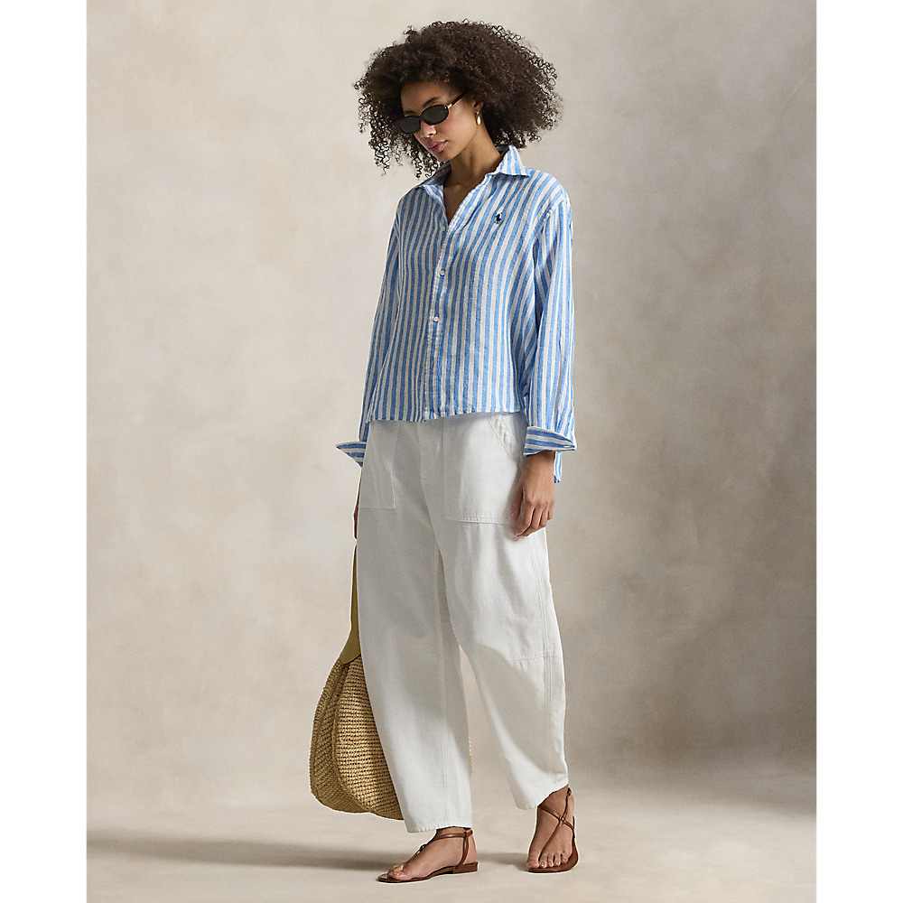 PRL Wide Cropped Gingham Linen Shirt/Košulja 211935130500