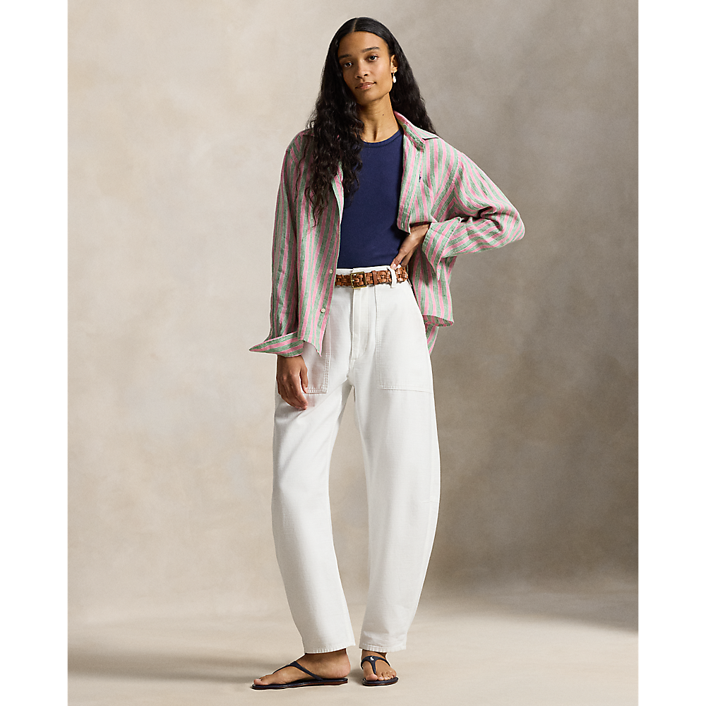 PRL Wide Cropped Gingham Linen Shirt/Košulja 211935130501