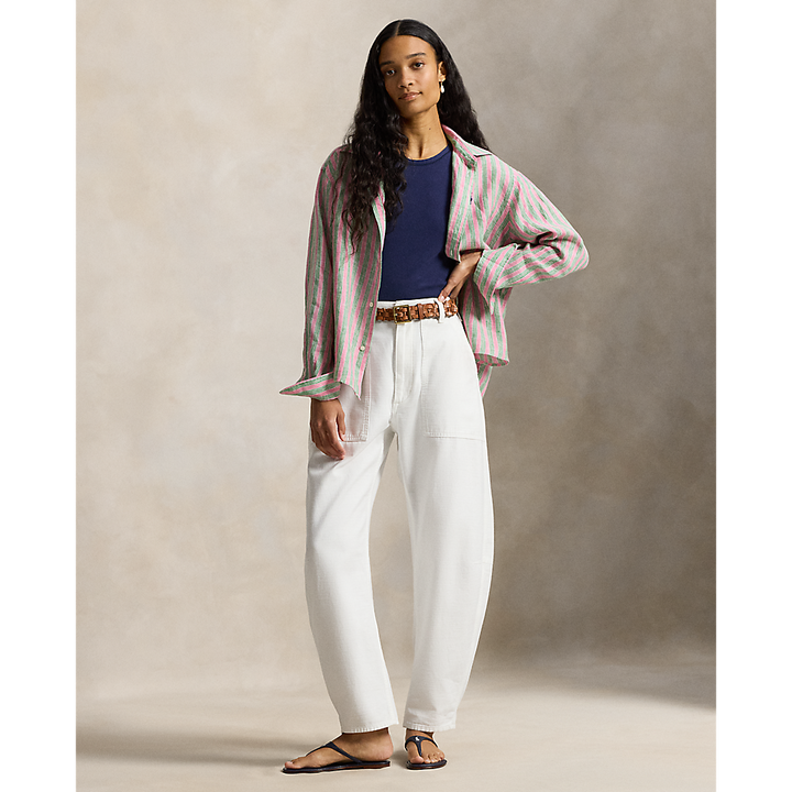 PRL Wide Cropped Gingham Linen Shirt/Košulja 211935130501