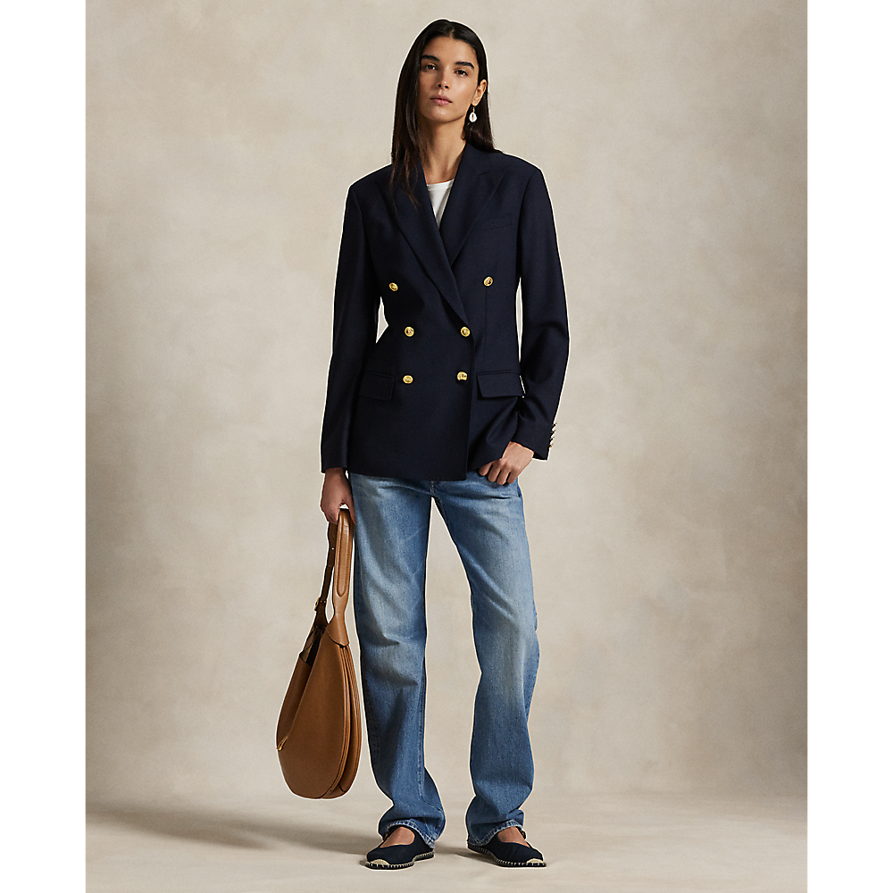 PRL Double-Breasted Stretch Wool Blazer/Sako 211952717004
