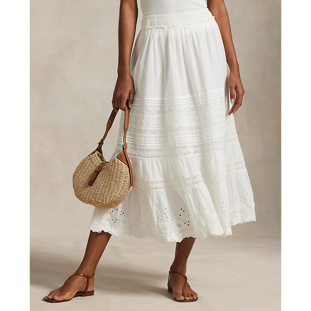 PRL Lace-Trim Cotton Voile Skirt/Suknja 211955036002