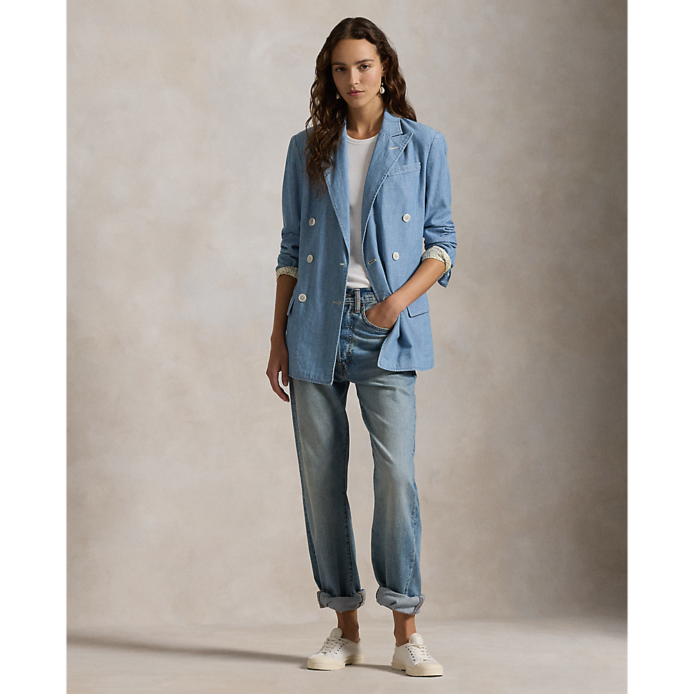 PRL Double-Breasted Chambray Blazer/Sako 211959934001