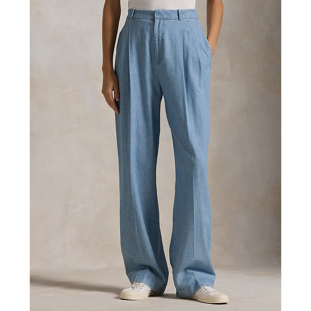 PRL Cotton Chambray Wide-Leg Trouser/Hlače 211959938001