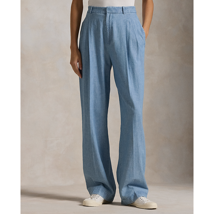 PRL Cotton Chambray Wide-Leg Trouser/Hlače 211959938001