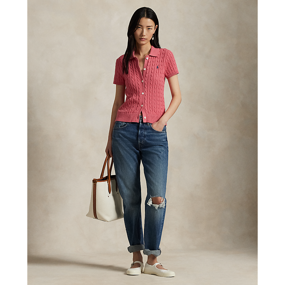 PRL Cable Cotton Short-Sleeve Polo Cardigan/Pulover 211963486004