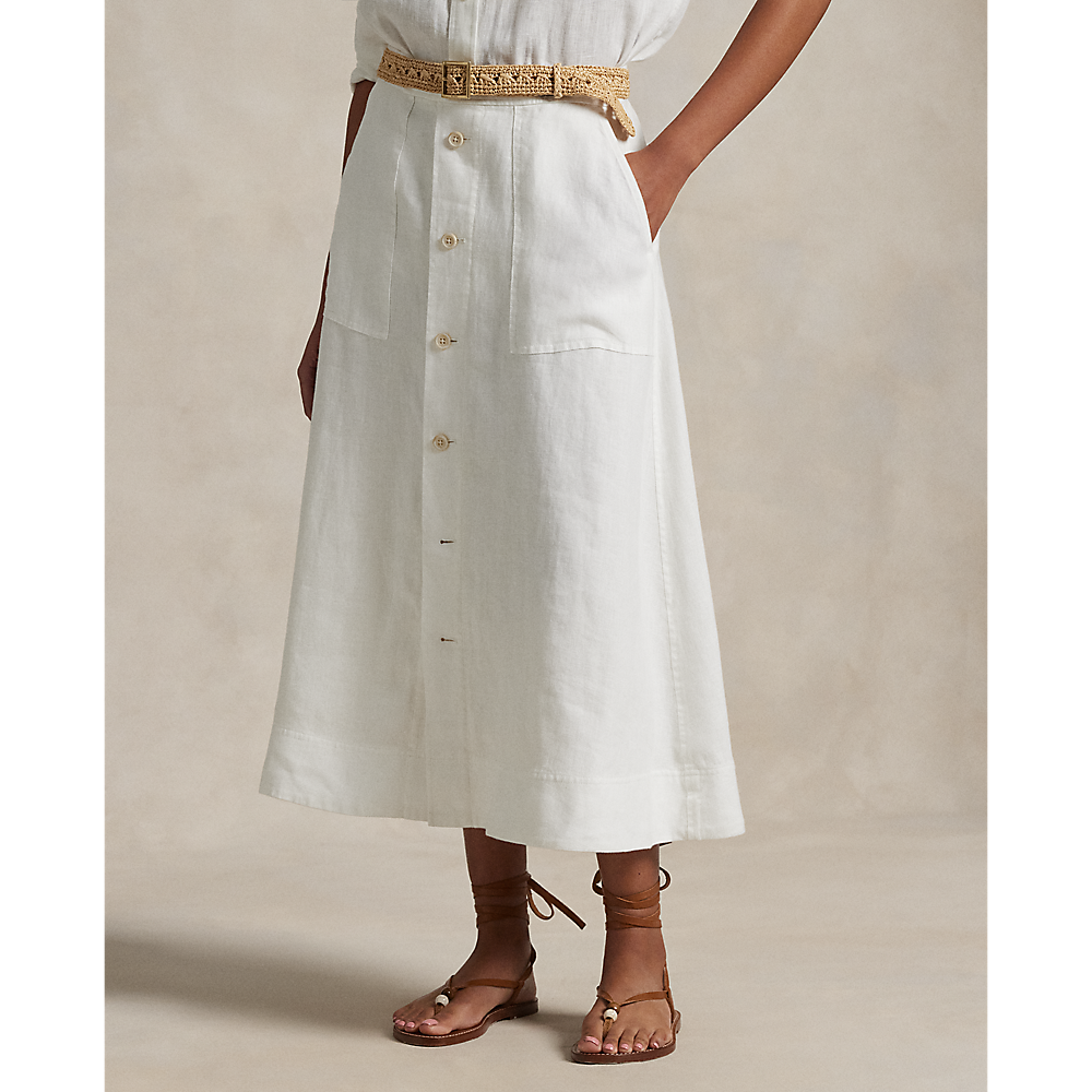 PRL Buttoned Linen A-Line Skirt/Suknja 211965030001