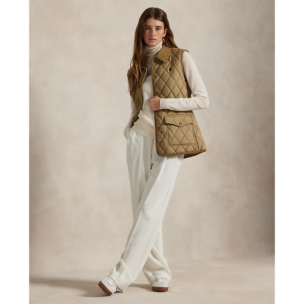 PRL Corduroy-Trim Quilted Vest/Prsluk 211965337004