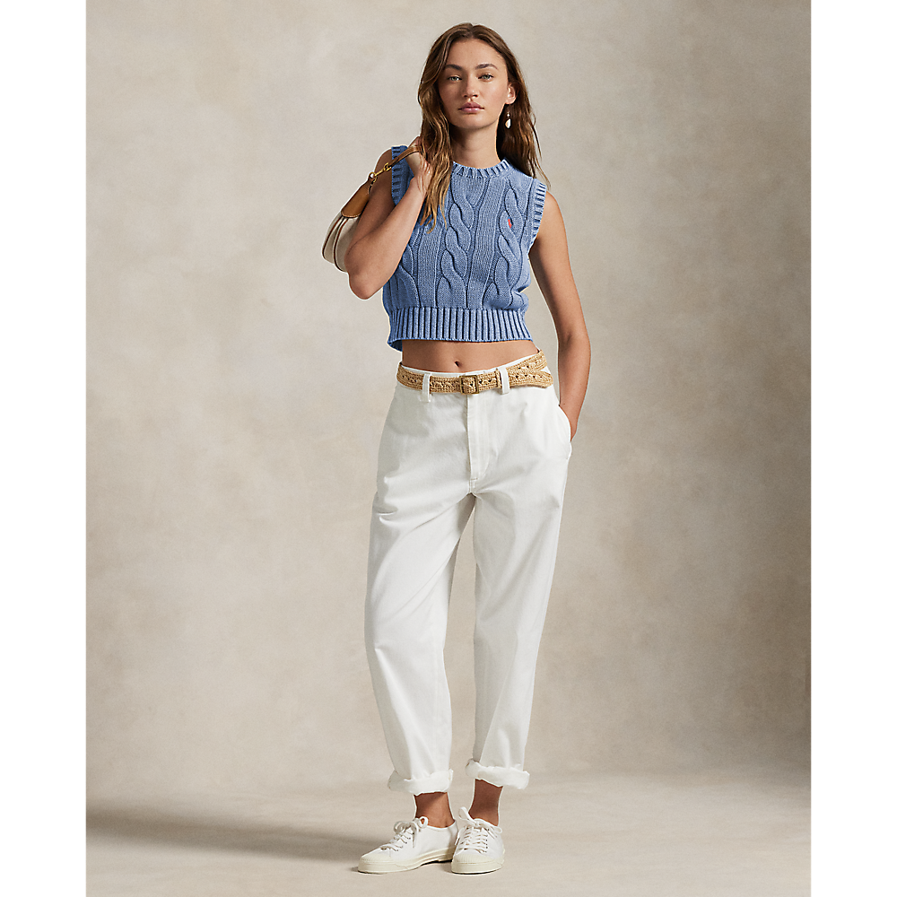 PRL Cable-Knit Cotton Cropped Jumper Waistco/Pulover 211965758001