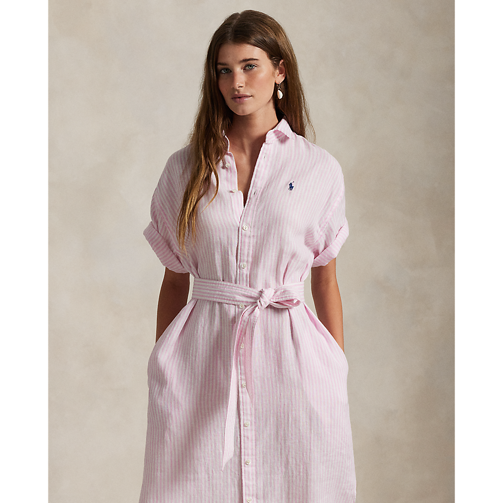 PRL Striped Linen Short-Sleeve Shirtdress/Haljina 211965843001