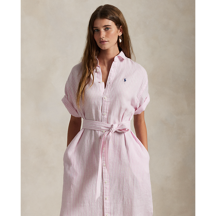 PRL Striped Linen Short-Sleeve Shirtdress/Haljina 211965843001