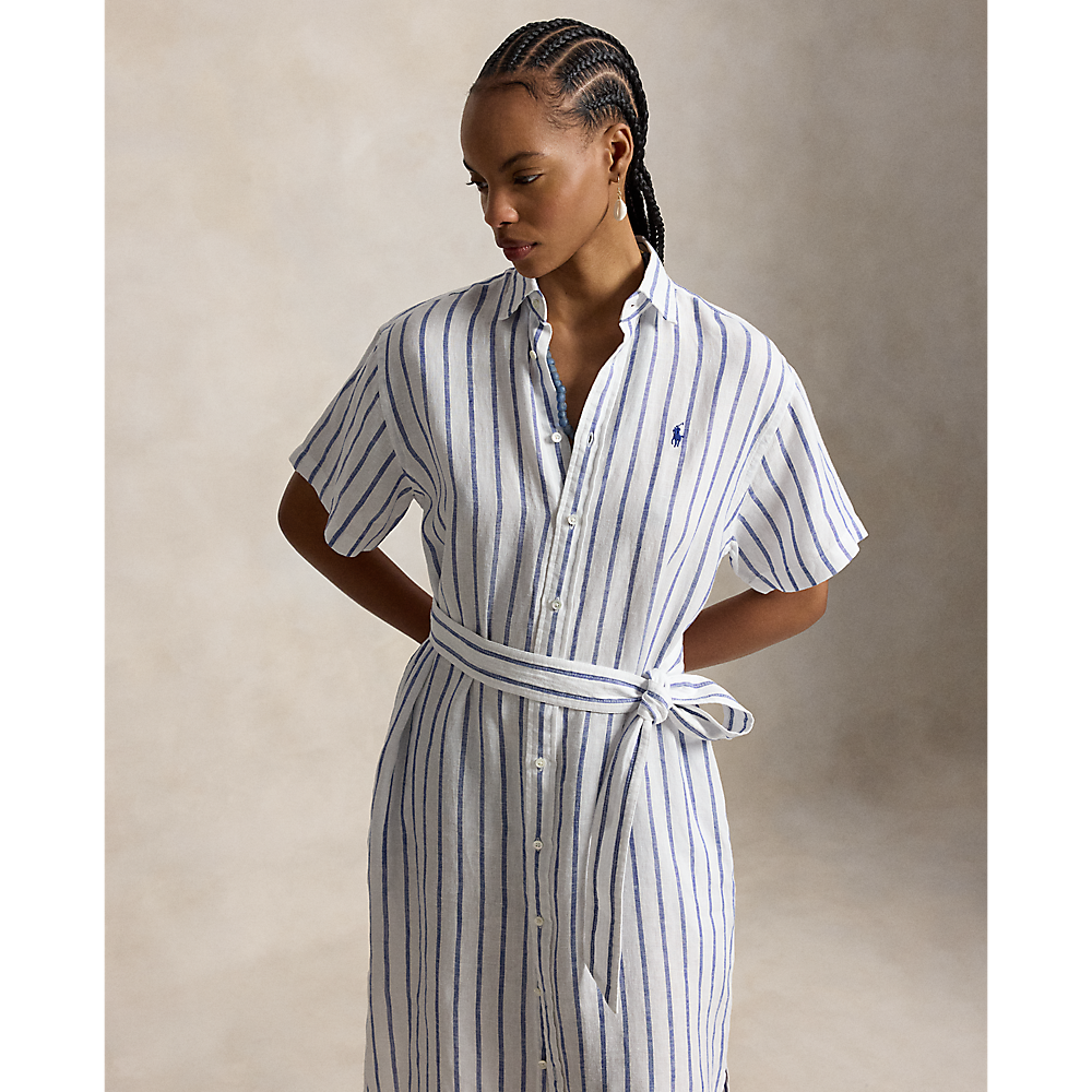 PRL Striped Linen Short-Sleeve Shirtdress/Haljina 211965843501