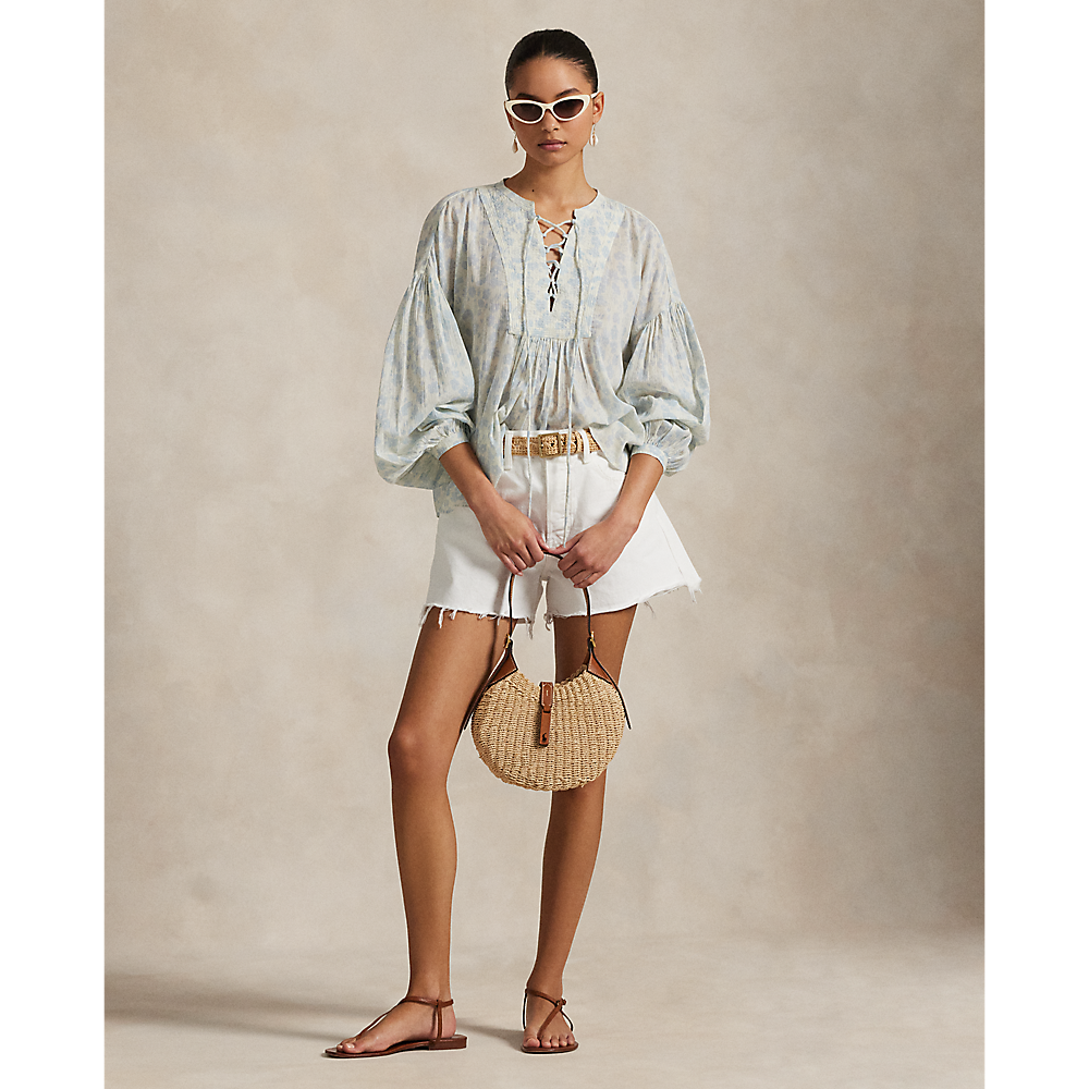 PRL Floral Cotton Lace-Up Shirt/Košulja 211965859001