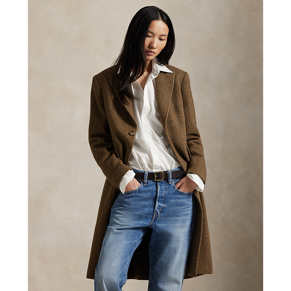 PRL Wool-Blend Herringbone Coat/Kaput 211966522002