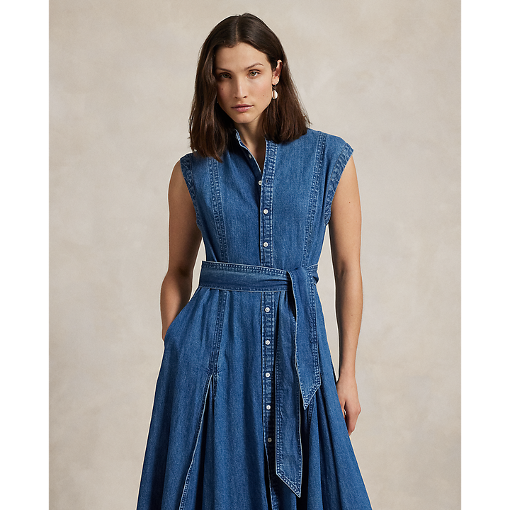 PRL Belted Denim Sleeveless A-Line Dress/Haljina 211969142001