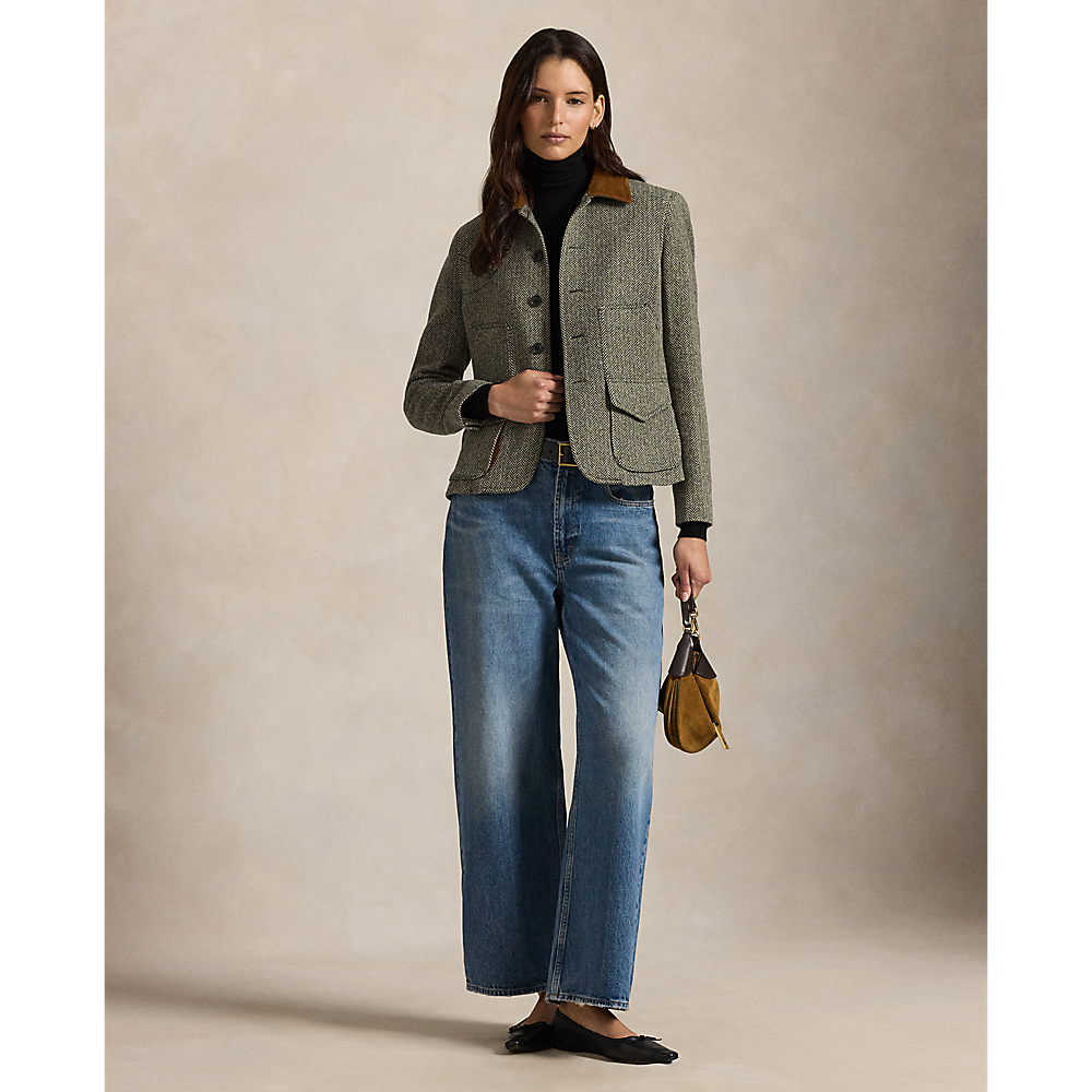 PRL Suede-Trim Herringbone Jacket/Jakna 211971401001