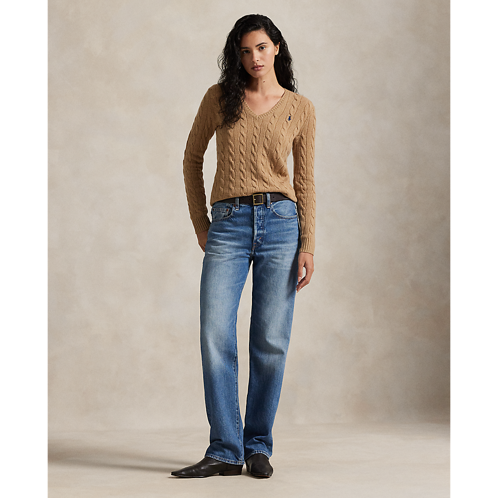 PRL Cable-Knit Wool-Cashmere V-Neck Jumper /Pulover 211971866002