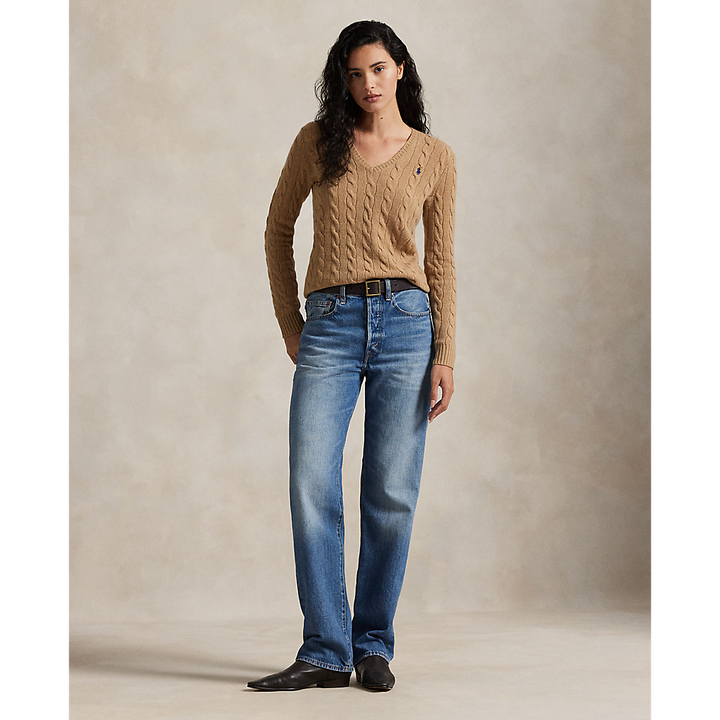 PRL Cable-Knit Wool-Cashmere V-Neck Jumper /Pulover 211971866002