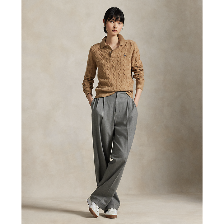 PRL  Cable-Knit Wool-Cashmere Polo Sweater/Pulover 211972132002