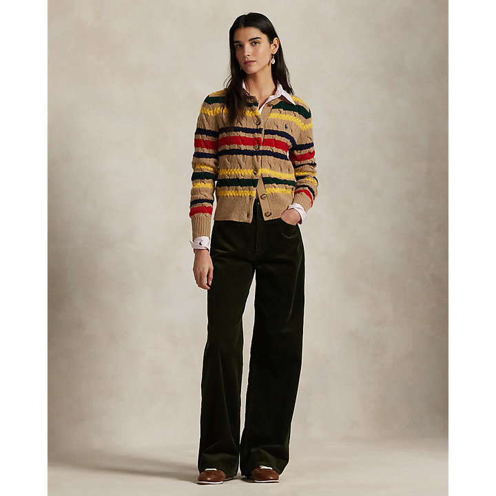 PRL Striped Cable Wool-Cashmere Cardigan /Pulover 211972837001