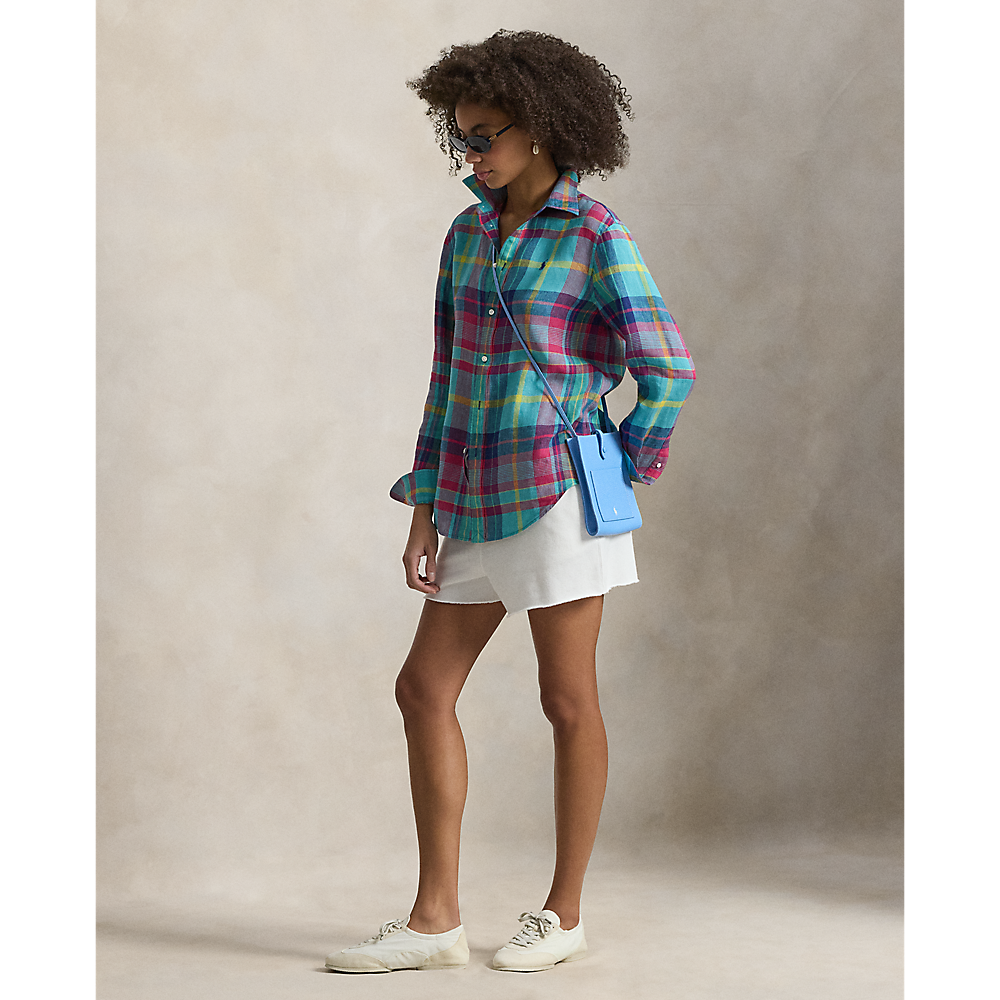 PRL Classic Fit Plaid Linen Shirt/Košulja 211973264502