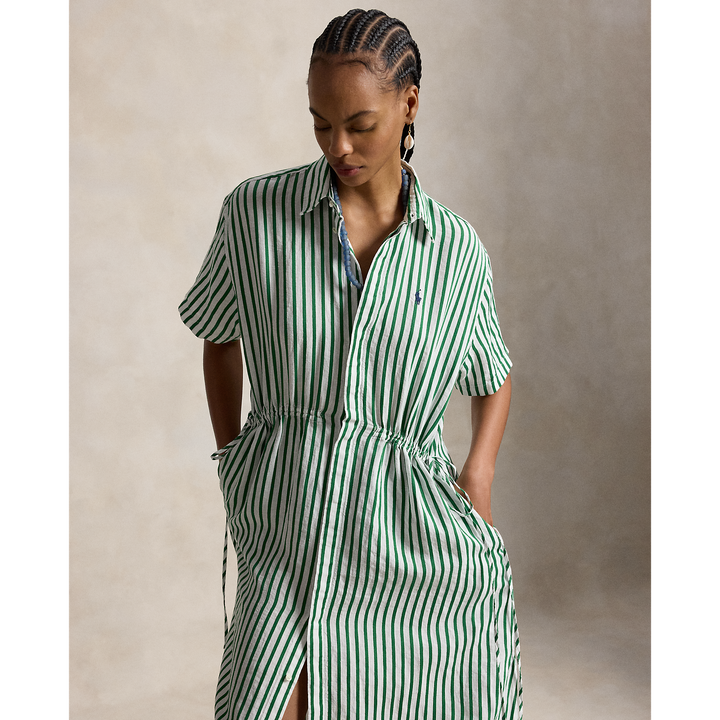 PRL Striped Linen-Cotton Drawcord Shirtdress/Haljina 211A12895002
