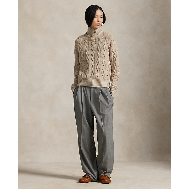 PRL Cable Wool-Cashmere Polo-Collar Sweater/Pulover 211A88632001