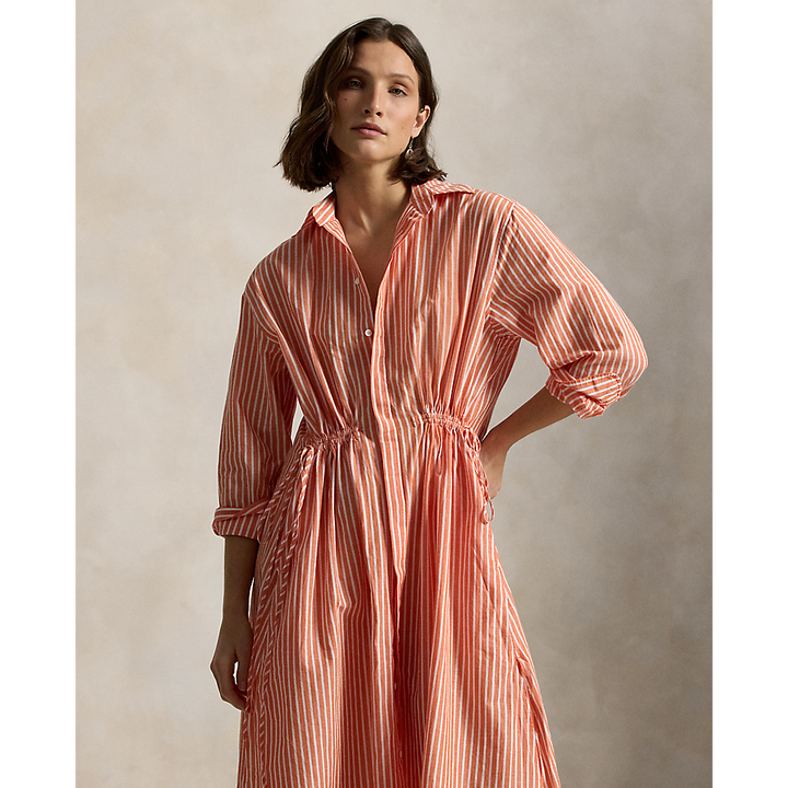 PRL Striped Cotton-Linen Drawcord Shirtdress/Haljina 211A96364001
