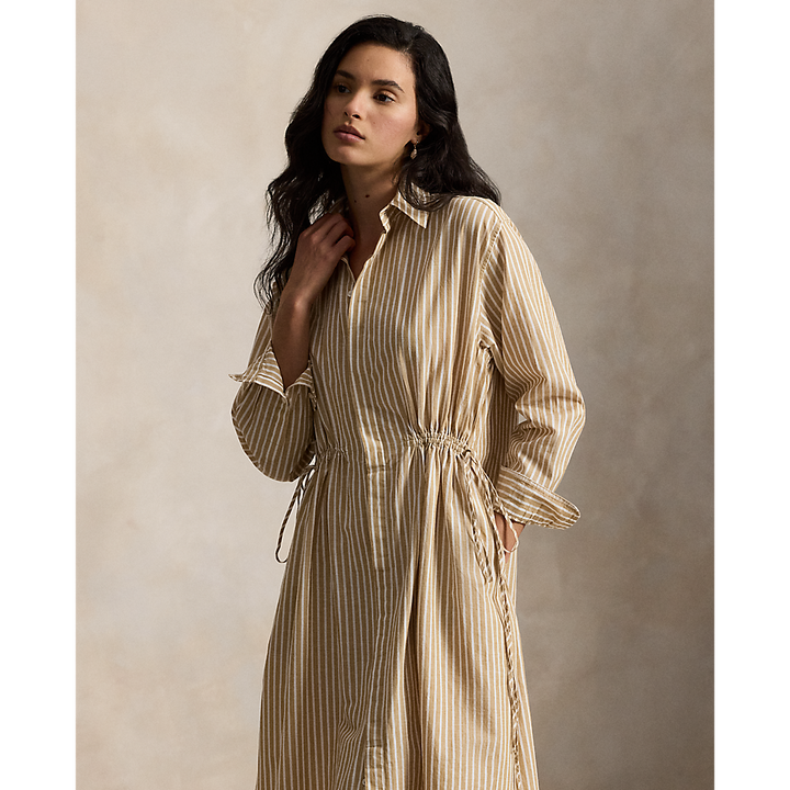 PRL Striped Cotton-Linen Drawcord Shirtdress/Haljina 211A96364002
