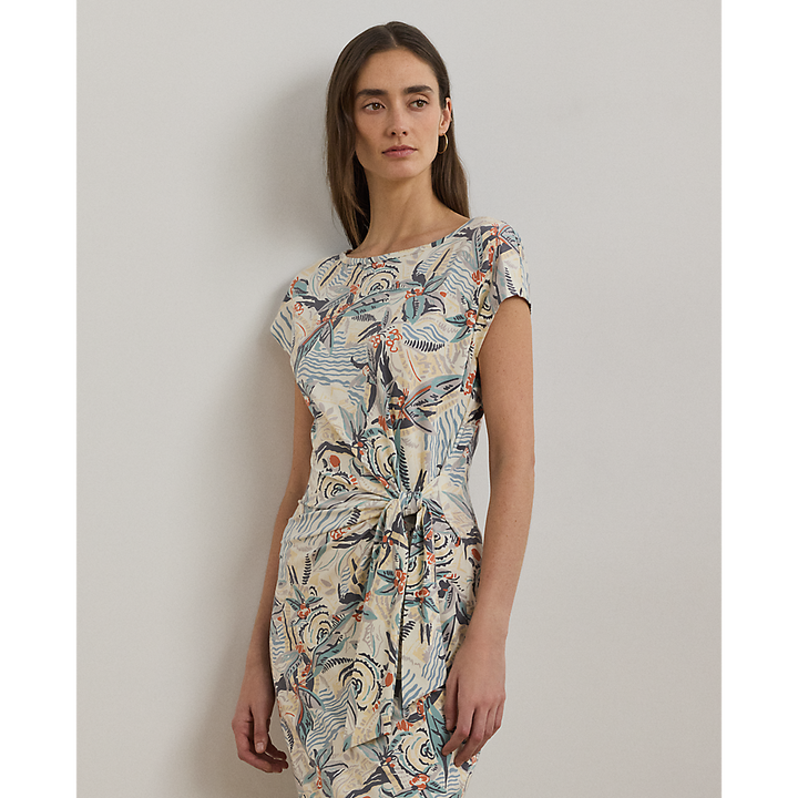 LRL Tie-Front Print Boatneck Midi Dress/Haljina 250964087001
