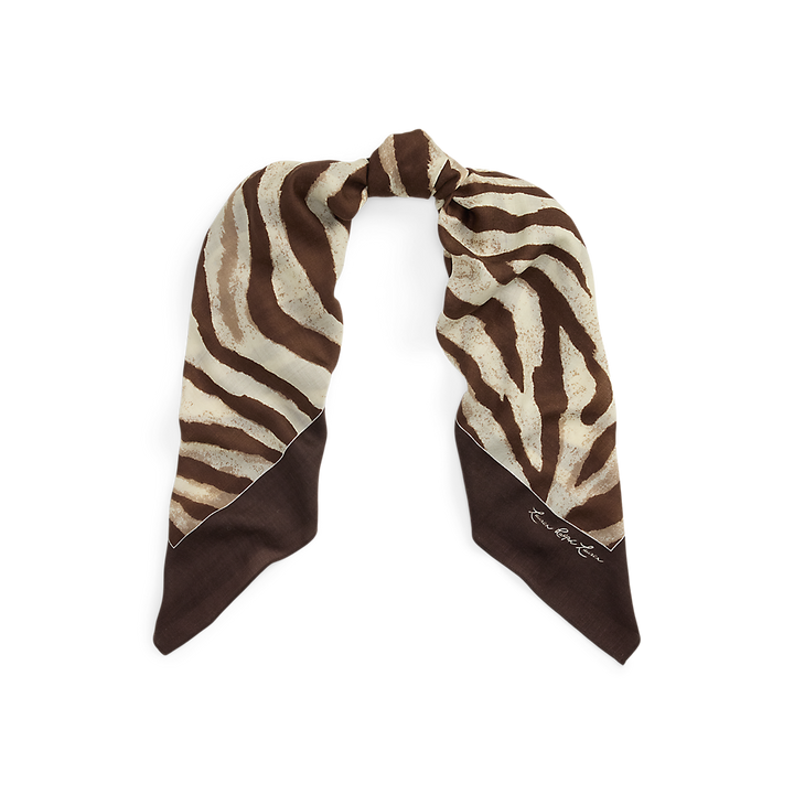 LRL Zebra-Print Wool-Silk Square Scarf/Šal 454980708001