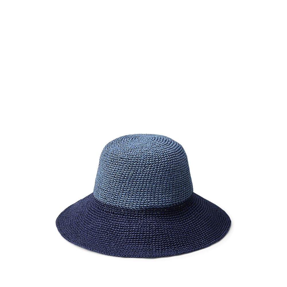 LRL Two-Tone Crocheted Straw Bucket Hat/Šešir 454P14399001