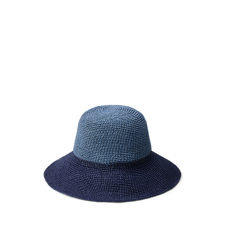 LRL Two-Tone Crocheted Straw Bucket Hat/Šešir 454P14399001