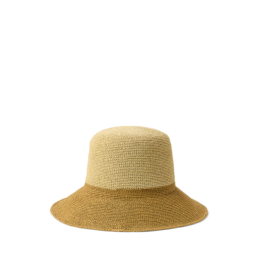 LRL Two-Tone Crocheted Straw Bucket Hat/Šešir 454P14399002