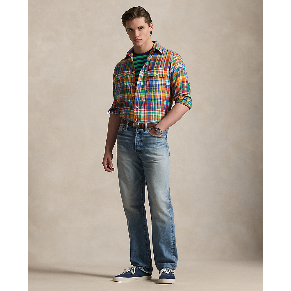 PRL Classic Fit Plaid Linen Workshirt/Košulja 710B14231001