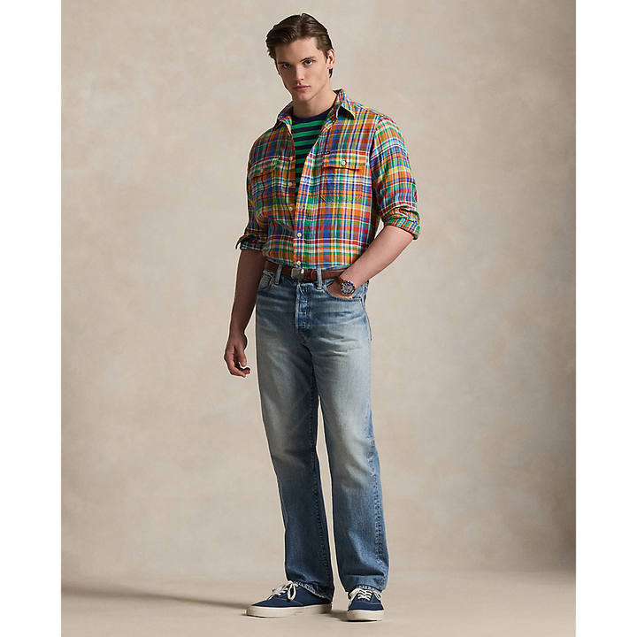 PRL Classic Fit Plaid Linen Workshirt/Košulja 710B14231001