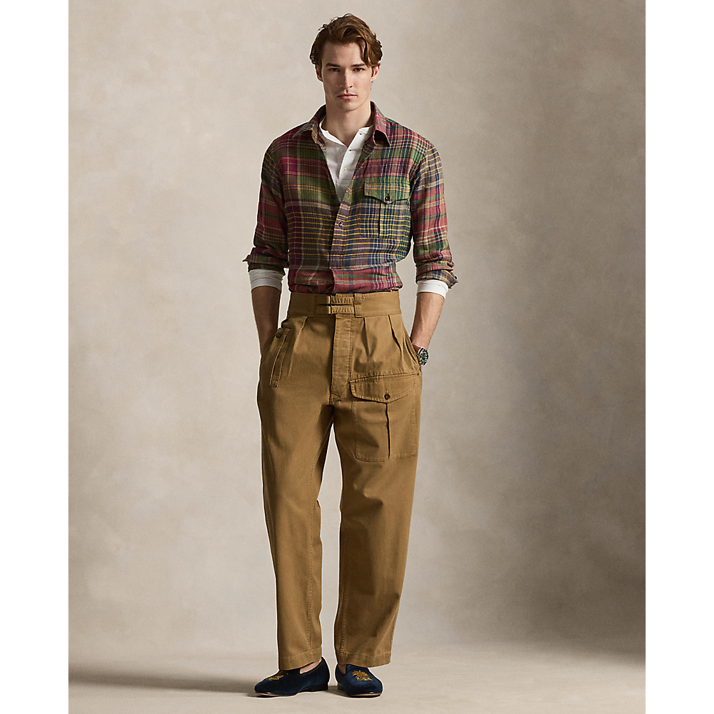 PRL Classic Fit Plaid Linen Popover Shirt/Košulja 710B14296001