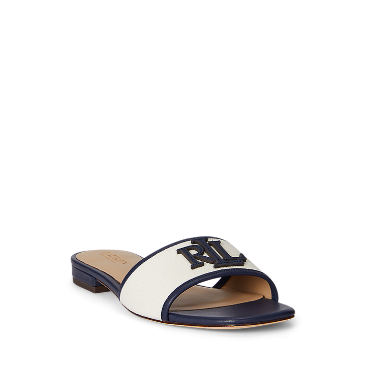 LRL Everley Leather-Trim Canvas Slide Sandal/Sandale 802P04395001