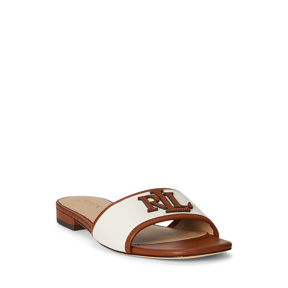 LRL Everley Leather-Trim Canvas Slide Sandal/Natikače 802P04395003