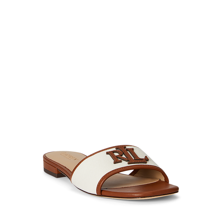 LRL Everley Leather-Trim Canvas Slide Sandal/Natikače 802P04395003