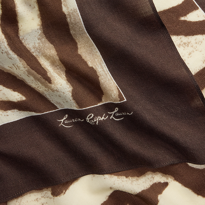 LRL Zebra-Print Wool-Silk Square Scarf/Šal 454980708001